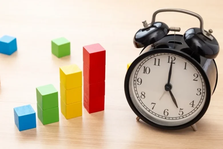 積み木のグラフと時計