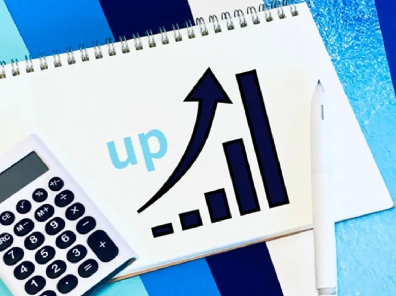 上向きグラフと電卓